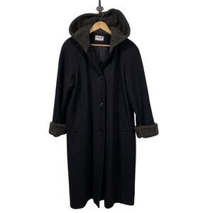 VTG Mario De Pinto Peacoat Womens Medium 75% Wool Hooded Made in USA